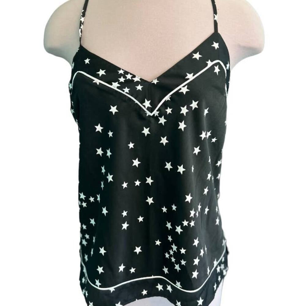 EUC INC Star Printed Camisole Sleepwear Top Black White Women's Size Medium